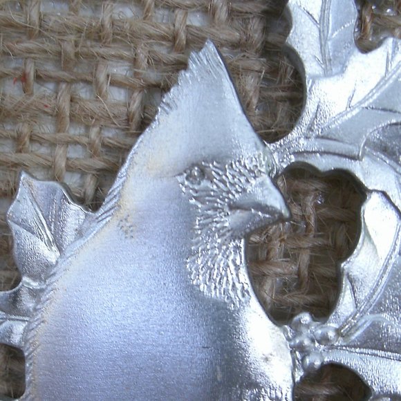 Pewter Cardinal & Holly Hanging Ornament - Picture 13 of 16